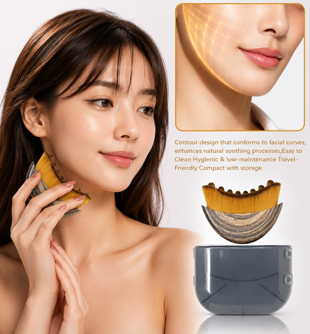 Facial Contour Massage Brush + Travel Case | MIVA Skin