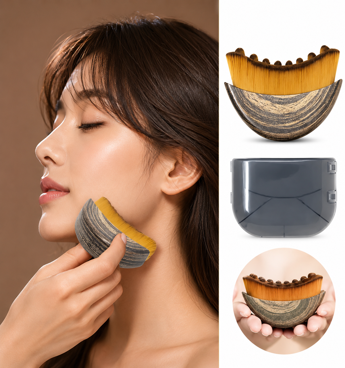Facial Contour Massage Brush + Travel Case | MIVA Skin